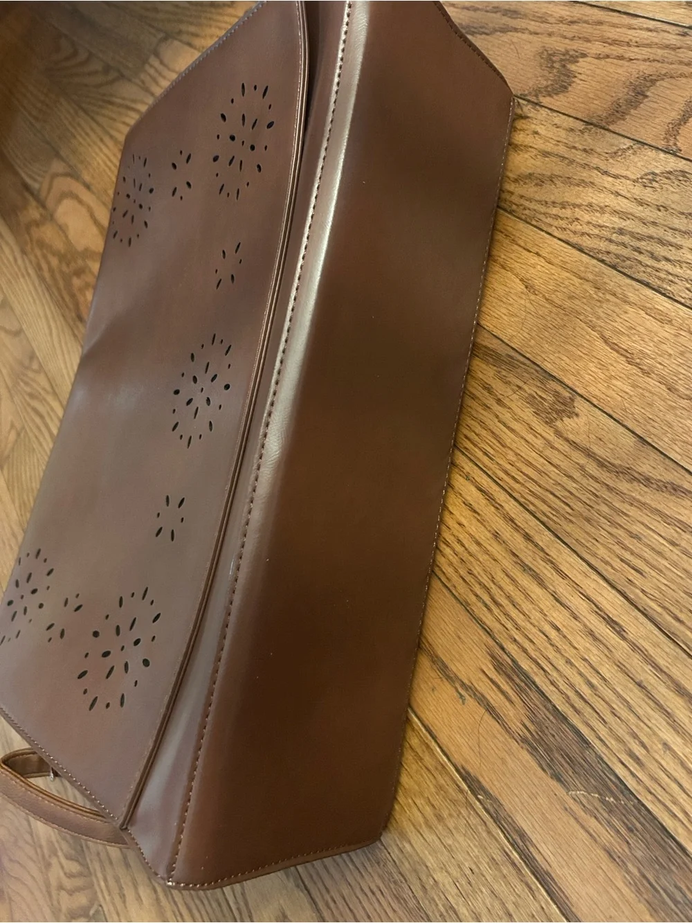 Classic Brown Laptop Tote with Detachable Strap